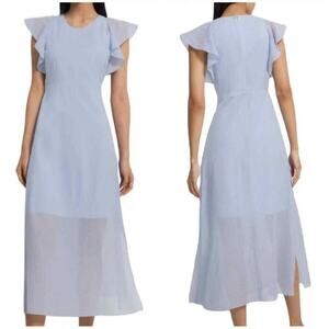 🆕 Theory Organic cotton baby blue midi dress NWT size 2 flowy short sleeves